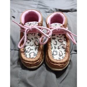 Twister Toddler Pink Leopard Print Boot Casual Lace Up Shoes Size 6